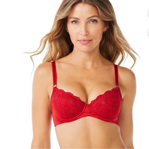Sofia Vergara Women's Unlined Lace Demi Bra Haute Red Size 34B - Picture 1 of 10